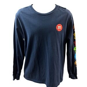 M&M's Long Sleeve‎ T Shirt Navy Blue M&Ms Characters Graphic Print Cotton Size M